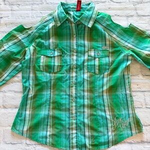 Apple Bottoms Plaid Cold Shoulder Top L | Y2K Streetwear